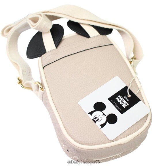 Disney Women's Luxe Mickey Mouse Patterned with Ears Quilted Beige Crossbody Bag - Picture 8 of 10